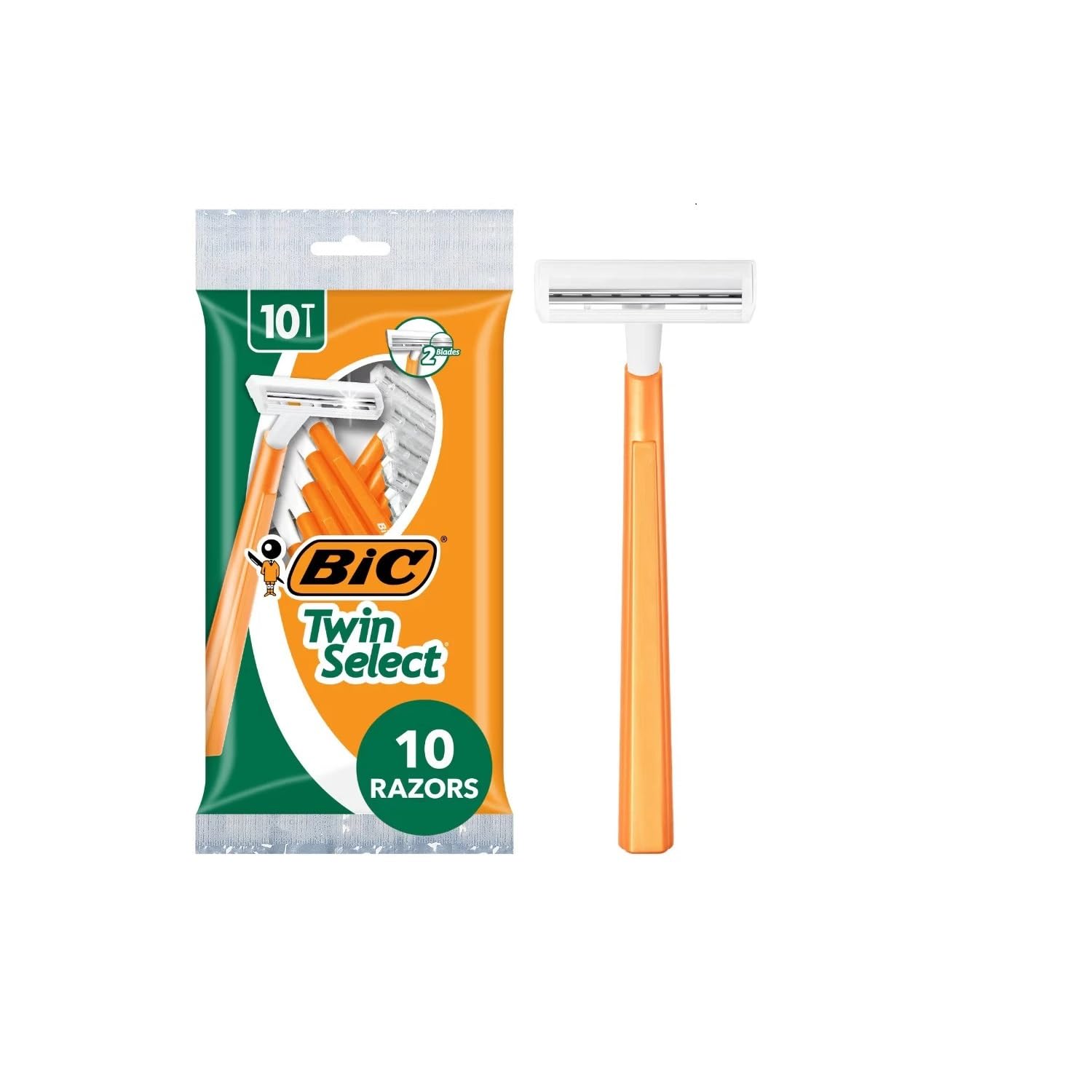 BIC Twin Select Twin Blade Shaver, Men, 10-Count (Packs of 12)