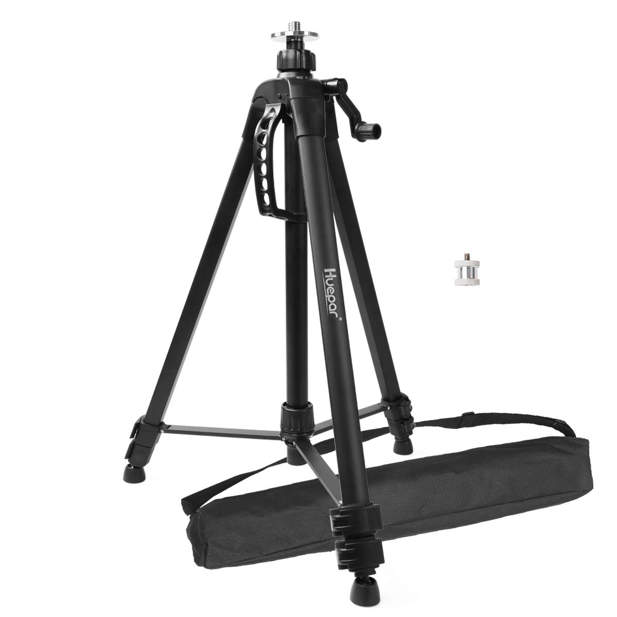 Huepar Tripod 1.6m/5.2ft Flat Head Aluminum Tripod for Laser Level, with Handle and Bubble Level, with 5/8"-11 Male Thread and 1/4"-20 Screw Adapter, Carrying Bag Included - TPD16