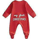 CIYCUIT My First Christmas Baby Boy Girl Outfit Newborn Zip Onesie Footie Romper