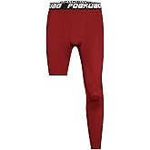 Men's Basketball One Leg Compression Pants Full Length Single Leg Tights Athletic Base Layer Leggings for Football Workout