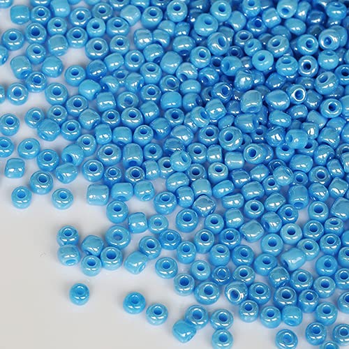 Tibaoffy Size 6/0 Crafts Glass Seed Beads 4mm Blue Bright Beads for Jewelry Making (Total About 100g About 1200pcs)