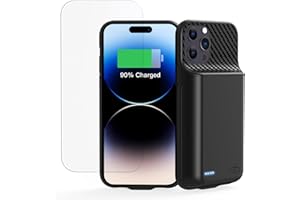 POAQCIF Battery Case for iPhone 12 Pro Max,14 Pro Max,13 Pro Max,14 Plus (6.7 inch), [2025 Upgraded] High Capacity 13800mAh Rechargeable Extended Charging Charger Case with Tempered Glass Screen Protector
