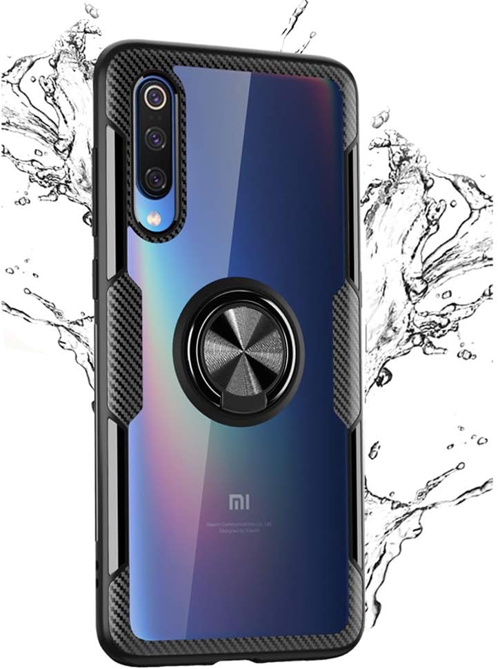 TOPOFU® for Xiaomi Mi Note 10 Pro Case,Transparent clear Anti-Scratch Shockproof PC+TPU Protective Case+ Foldable Holder for Xiaomi Mi Note 10 Pro,Black