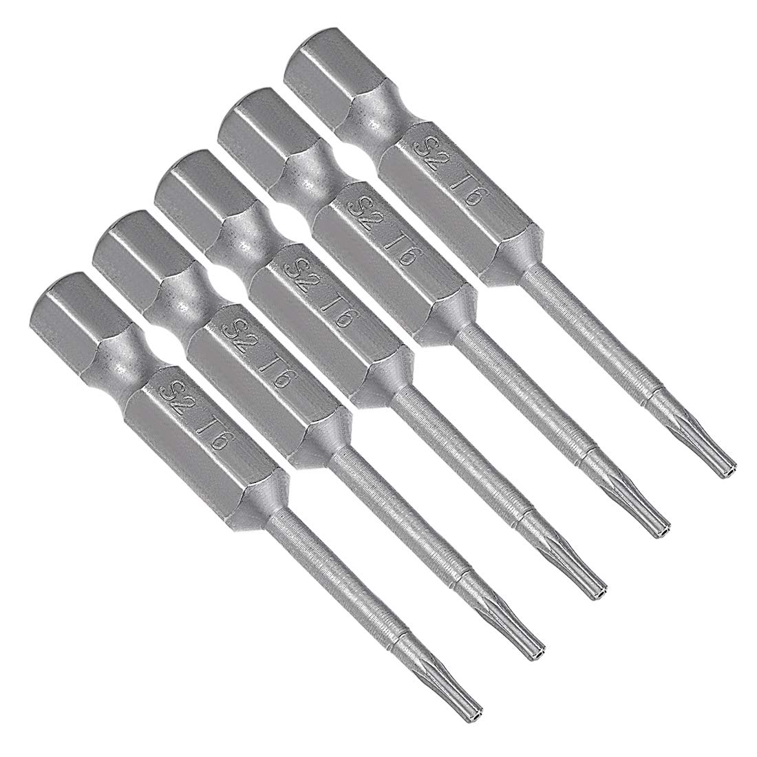 sourcing map 5 Pcs T6 Magnetic Torx Screwdriver Bits, 1/4 Inch Hex Shank 2-inch Length S2 Security Tamper Proof Screw Driver Kit Tools