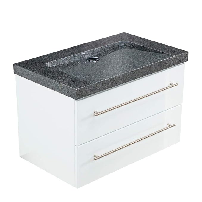 emotion Badmöbel Granit G654 Damo 75 cm ohne Hahnloch weiß Hochglanz