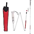 Smart Blind Mobility Cane,Reflective Anti-Shock Guide Crutch for Blind People,Electronic Voice Walking Cane,Two Kinds of Wand Tips for You to Replace at Will(Color:白色,Size:52in)