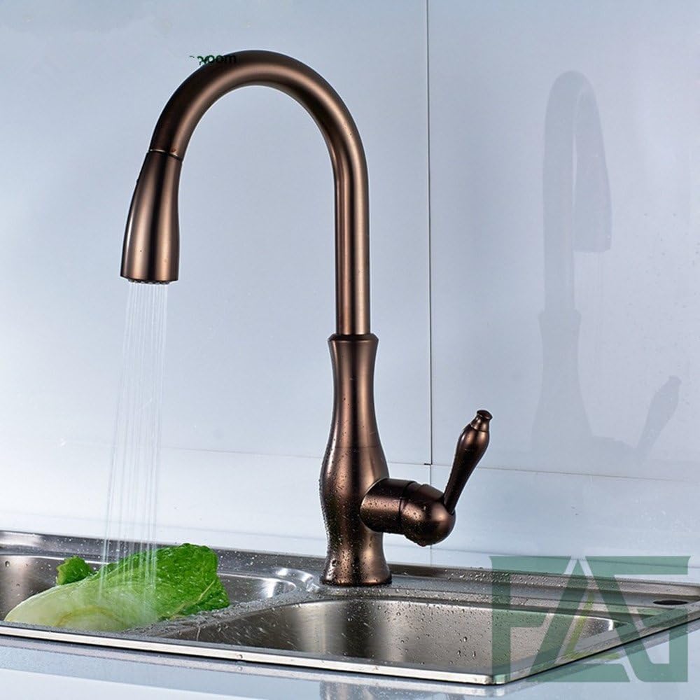 ZYZX Kupfer Wasserhahn Küche rot-braun mit Einem Loch mit heißem und