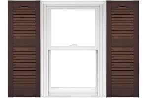 Mid America Open Louver Vinyl Shutters (1 Pair) - 14.5 x 67 009 Federal Brown