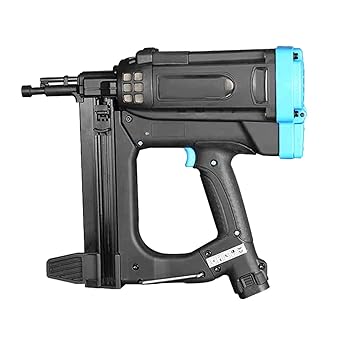 Amazon 空気圧ツール ポータブル空気圧ネイルガンホッチキス ヘビーデューティガスネイラー ゴムシース アンチ航空機安全システムホームセンターツール7 2v ネイル15 40ミリメートル デコレーション Color Blue 空気圧縮装置 産業 研究開発用品 通販
