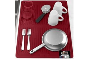 GORILLA GRIP 100% BPA-Free Silicone Dish Drying Mat for Kitchen Counter, 18"x24", Multiple Uses, Heat Resistant Dishwashing M