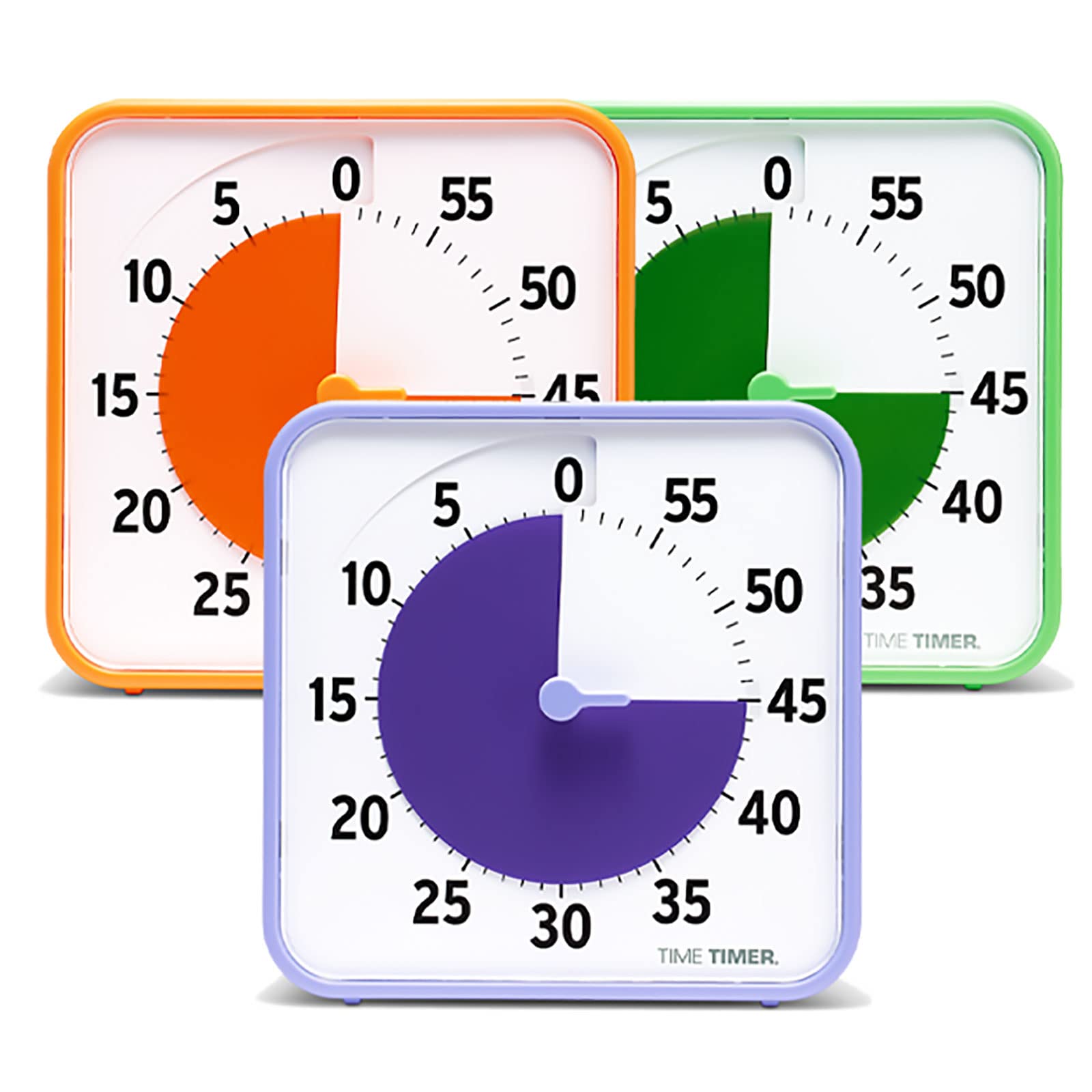 TIME TIMER Classroom Set - 60 Min Timer Dry Erase Activity Cards, Classroom, Learning Centers/Clock Secondary Desk, Set 3 TT08B-SEC3-W 19 x 19 x 3 cm Purple/Orange/Green