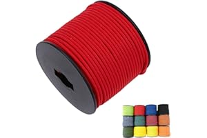 ALICE CATHERINE 1/8in(3mm) 164ft Nylon Rope Solid Braided Cord 5 Stands Paracord Thin String for Crafts Multipurpose UV Resistant for Tent Garden Clothesline and Outdoor Tarp(Red)