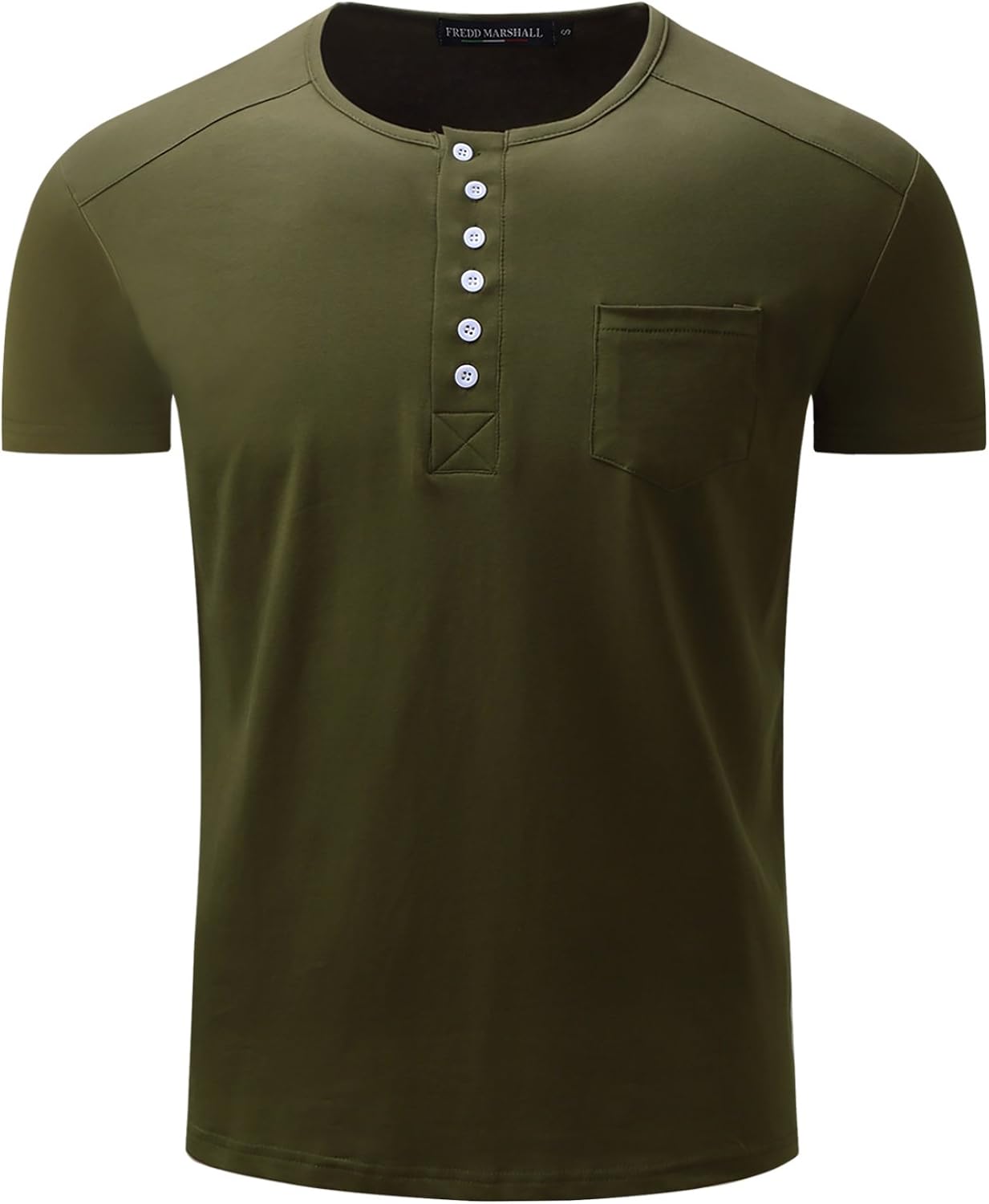 KMen Mens Army Green Henley Shirt Short Sleeve Slim Fit Plain Button TShirt XL Amazon.ca