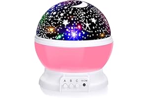 Borelor Star Night Light for Kids, 12 Color Changing Lights Modes with USB Cable, 360°Rotating Moon Star Projector Desk Lamp for Bedroom Party Decor & Girls Birthday Gift
