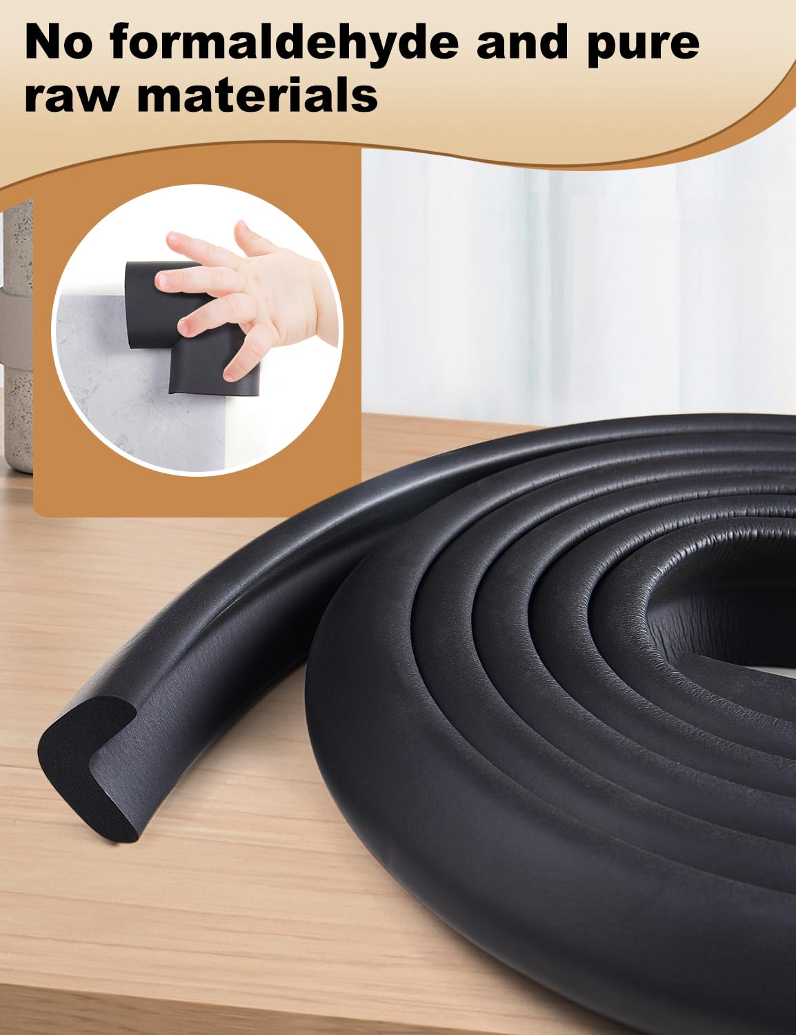 Foam Corner Protector for The Fireplace Hearths Edge and Corner Guard, with Retardant Materials Foam Safety Bumpers Baby Proofing (Black)