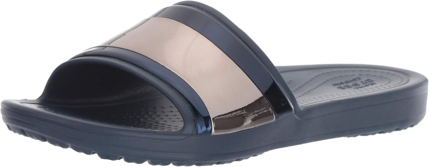 women's crocs sloane metalblock slide