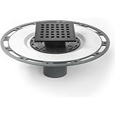 Neodrain 4 in Matte Black Square Shower Drain with PVC Bonding Flange Base | 304 Stainless Steel Floor Drain with waterproof Fabric, Drain Grate Removable, Drain Key for Low Profile Shower Pan