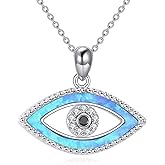 Yafeeso Diamond Evil Eye/Infinity Faith/Cross Heart Necklace for Women 925 Sterling Silver Protection Amulet Pendant Necklaces Religious Jewelry Gifts for Her