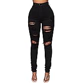 Women's High Waisted Jeans for Women Ripped Skinny Stretch Jeans Distressed Butt Lifting Denim Pants