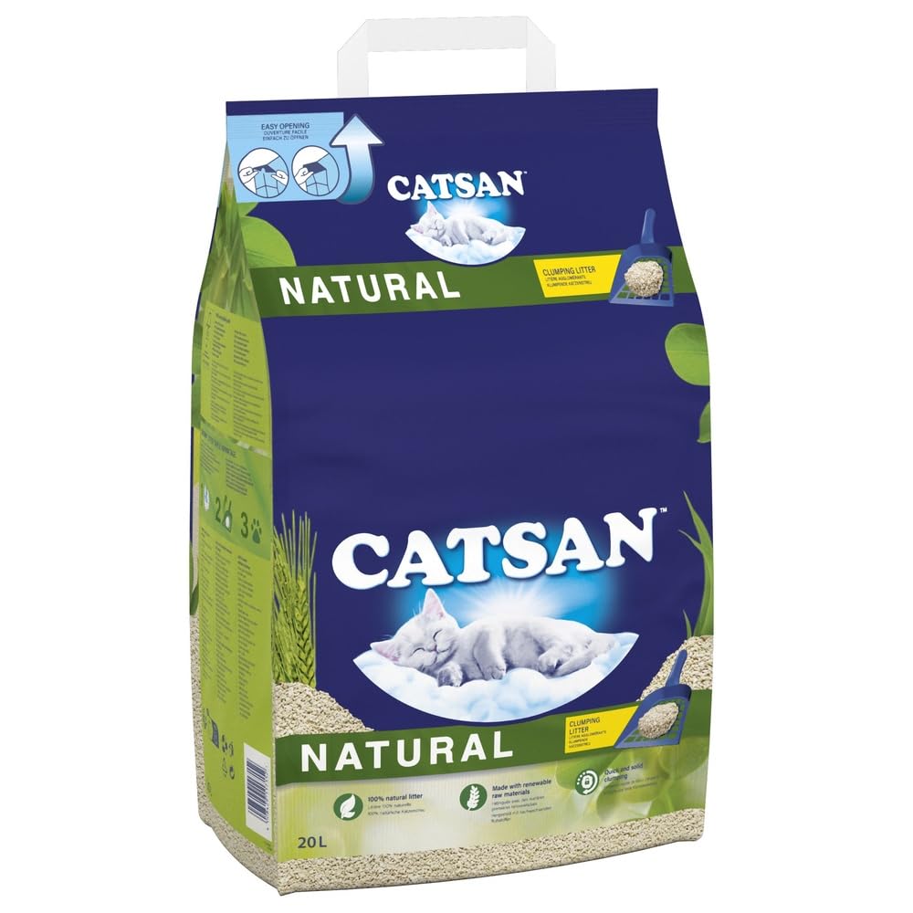 CATSAN - Natural Clumping Cat Litter - 20 L - Biodegradable Extra Absorbent - No Smell - Bulk Cat Litter