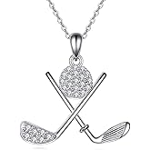 TIGER RIDER Golf Necklace for Women Sterling Silver Cubic Zirconia Golf Club Jewelry Gifts Birthday Holiday Gifts for Women Golf Lovers