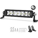 8 Inch Single Row LED Light Bar OFFROADTOWN 60W Off Road Driving Fog Lights | Spot Flood Combo Beam, IP68 Waterproof Slim Thin LED Light Bar for ATV UTV SUV Motorcycle Truck RZR Dirt Bike