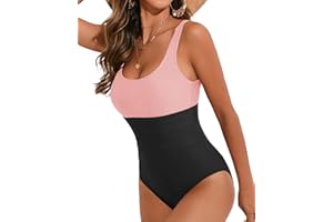 Cromi One Piece Bathing Suit for Women Tummy Control Swimsuit Scoop Neck Square Back Monokini