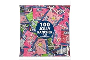 MUNCHIQUE Jolly Flat Lollipops (Suckers) – 100 Count Bulk Pack – Watermelon, Pink Lemonade, Green Apple, Cherry – Individually Wrapped Candy for Events and Parties