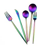 Matte Rainbow Silverware Set,Gugrida 5-Piece 18/10