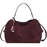 Vintage Suede Genuine Leather Tote Handbags,Compatible For Women Designer Shell Office Ladies Shoulder Crossbody Bags