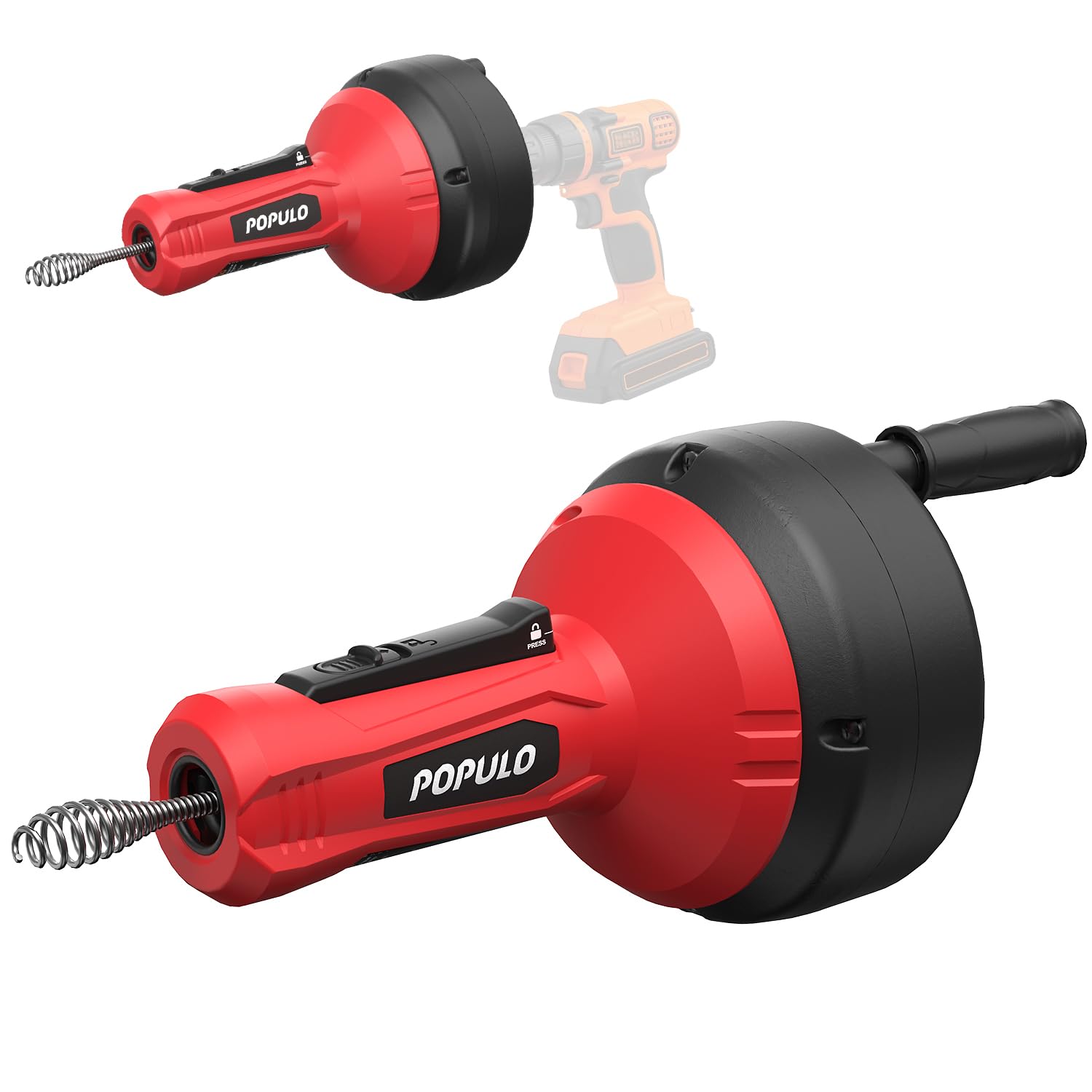 Photo 1 of POPULO Drain Auger, Auto Feed Plumbing Snake Clog Remover for Unclog Sink Drain 3/4"-2" Pipe, 16.5 Ft Snake Hair Drain Clog Remover Cleaner Tools Manually for Shower, Bathtub, Kitchen, Sink
