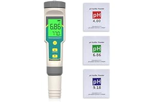 Yewhick pH and TDS Meter, 5-in-1 Digital pH Tester for Water, pH/TDS/EC/Salinity/Temp, PPM Meter Water Tester for Household Drinking, Pool and Aquarium, with ATC, 0.01 Resolution