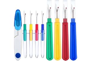 KINGMAS 8 Pieces Colorful Seam Ripper 4 Big and 4 Small Handy Stitch Ripper Sewing Tools with 1 Scissors for Opening Seams an