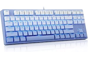 HUO JI E-YOOSO Mechanical Gaming Keyboard with Gradient Blue PBT Keycaps Blue Switches LED Backlit Wired 87 Key Tenkeyness for Windows PC