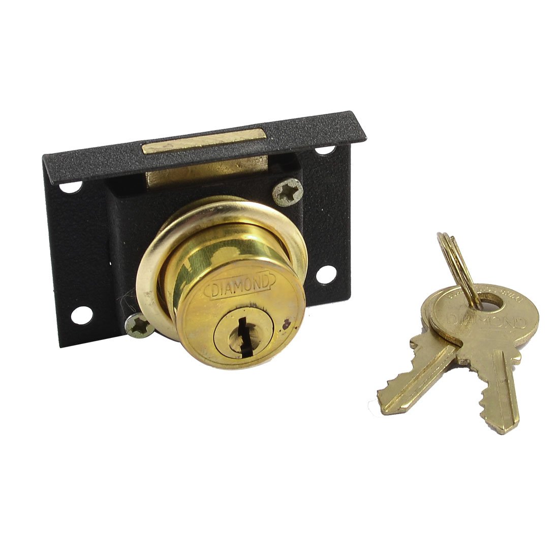 Sourcingmap Drawer Cupboard Metal Deadbolt Cylinder Locking Lock Black Gold Tone