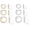 PAVOI 18K Gold Plated 925 Sterling Silver Posts 3 Pairs Hoop Earrings Set for Women | Huggie Earring Pack