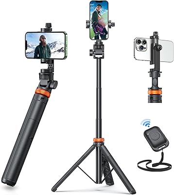 EUCOS 62" Phone Tripod, Tripod for iPhone & Selfie Stick with Remote, Extendable Cell Phone Stand & Ultimate Phone Holder, Solidest Phone Stand Compatible with iPhone/Android