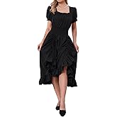 Allegra K Steampunk Dress for Women's Gothic Pirate Costume High Low Vintage Victorian Dress