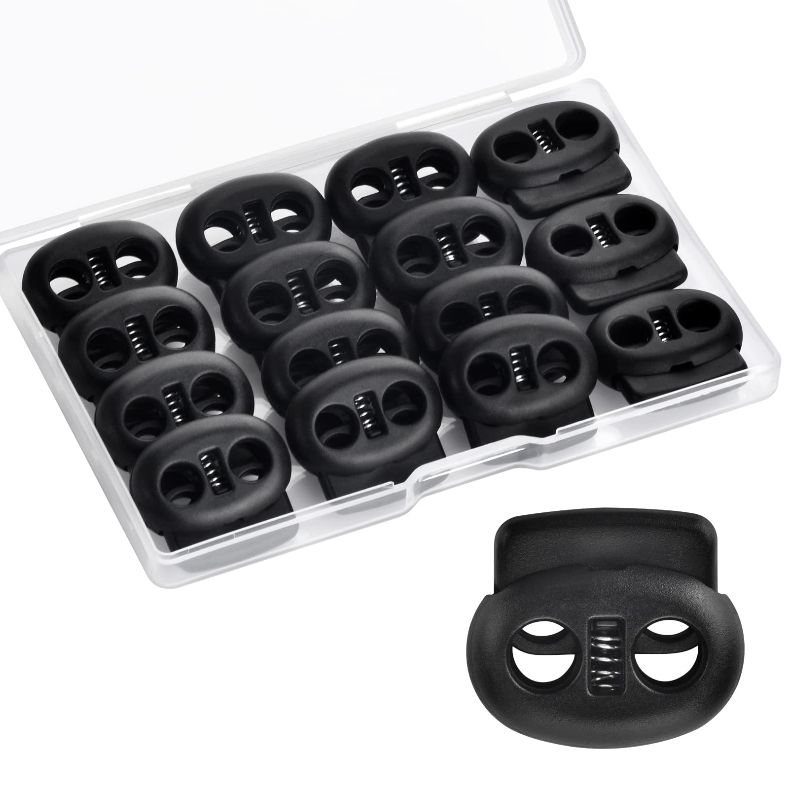 Deesea 15 PCS Plastic Cord Locks End Spring Stop