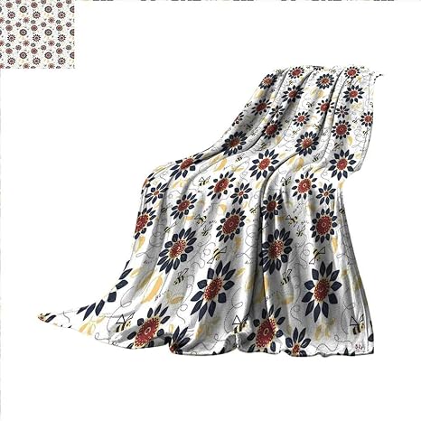 Amazoncom Bee Throw Blanket Sunflowers With Flyaway Leaves - 