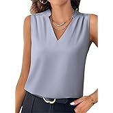 EVALESS Women's Lace Patchwork Tank Tops V Neck Casual Camisoles Sleeveless Business Work Blouses Dressy Summer Shirts