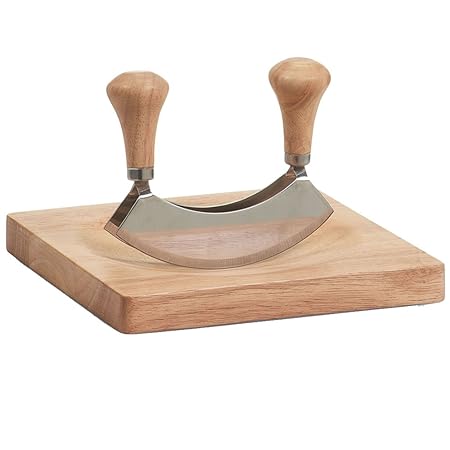 Zeller 24025 Kräuterbrett mit Wiegemesser, Gummibaum, ca. 20 x 20 cm