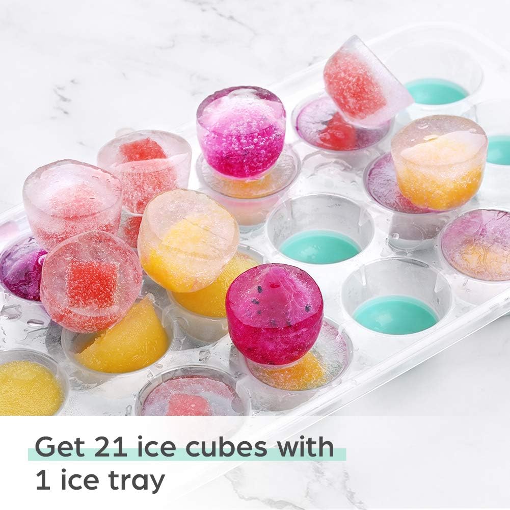 Liorque Ice Cube Trays 4 Pack, Flexible 84-Ice Trays with Spill-Resistant Removable Lid, Reusable and BPA Free, Green: Kitchen & Dining