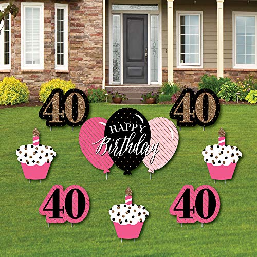 Chic-40th-Birthday-Pink-Black-and-Gold-Yard-Sign-Outdoor-Lawn-Decorations-Birthday-Party-Yard-Signs-Set-of-8
