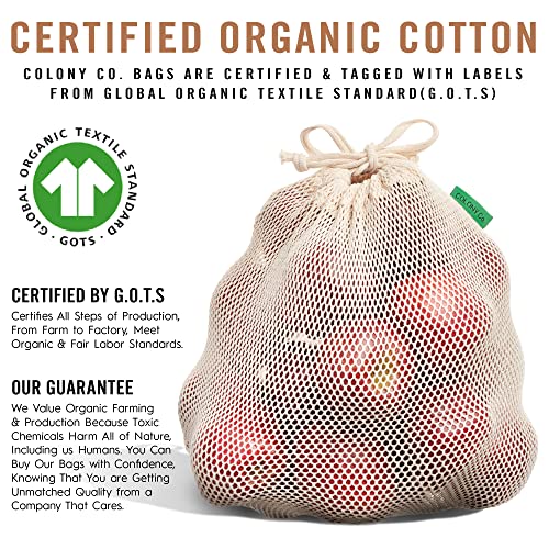 World's Strongest Reusable Produce Bags, Certified Organic Cotton Mesh