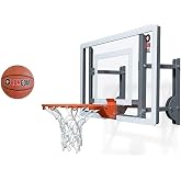 RAMGOAL Wall Mounted Indoor Adjustable Mini Basketball Hoop with Ball | 24" Shatter Resistant Backboard with Professional Grade Breakaway Rim and Steel Reinforced Wall Mount Built for Slam Dunks