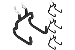 Hotop 4 Pieces Pegboard Hooks Pegboard Drill Holder Peg Board Hooks for Hanging Black Flat Utility Hook Peg Board Organization Accessory for Workbench, Garage Craft Storage(2.75 x 2.56 x 3.54 Inch)