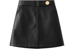 WELAKEN Girls and Toddler's Faux Leather Short Skirts,All Season Basic Skirts
