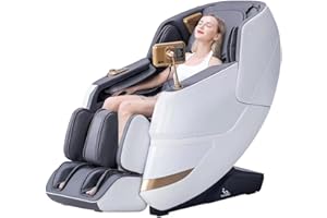 MassaMAX 2024 4D Massage Chair, Full Body Recliner with Zero Gravity, Electric Extendable Footrest, Deep Yoga Stretch, AI Voice Control, Automatic Body Scan, Foot Rollers, and Heat (Space White)
