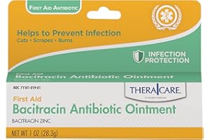 THERA CARE Thera|Care Bacitracin Antibiotic Ointment | First Aid | Infection Prevention and Protection | 1.0 oz | Topical Wound Care for Minor Scrapes and Cuts